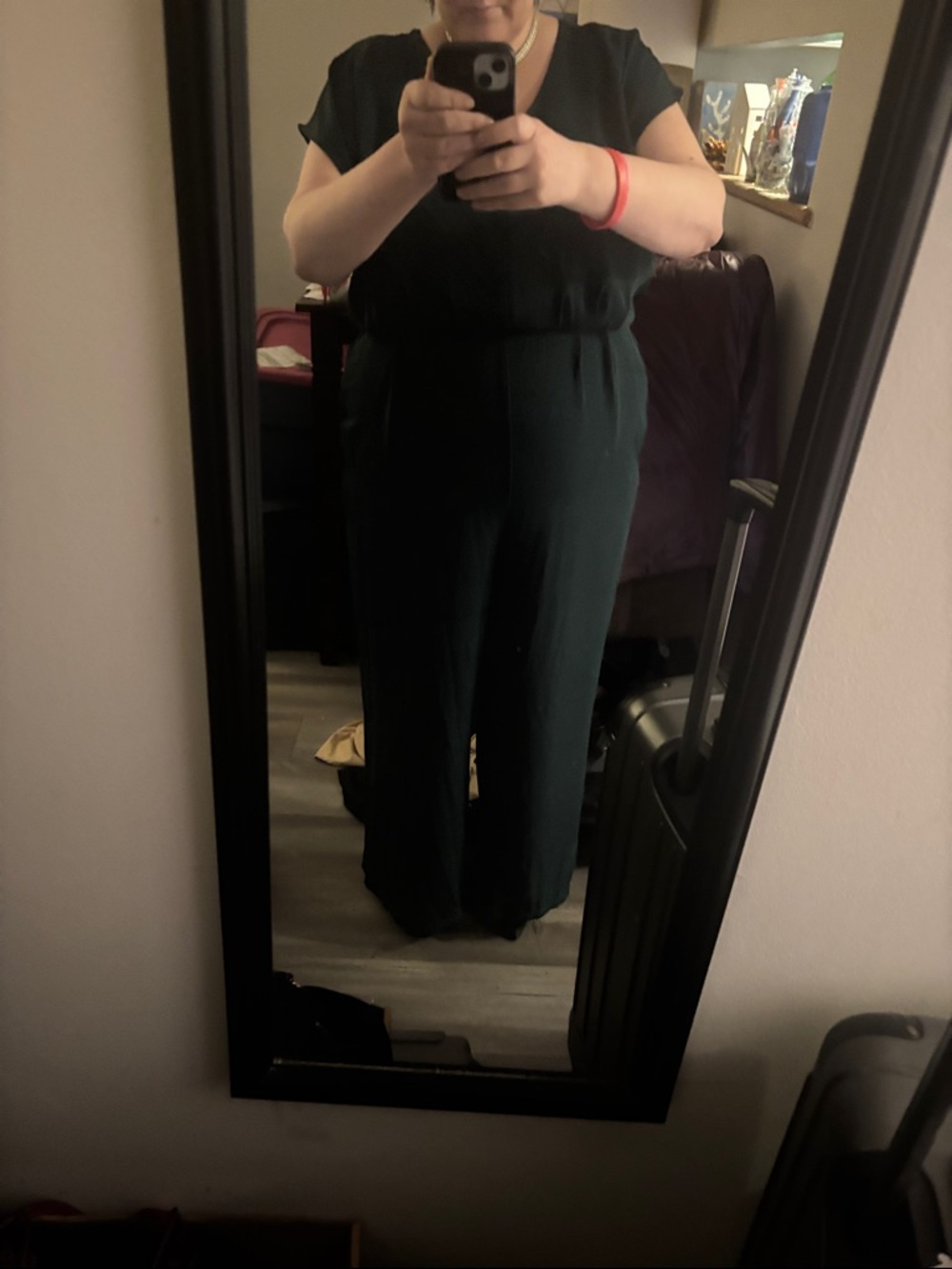 Wide-Leg Jumpsuit in Dark Green